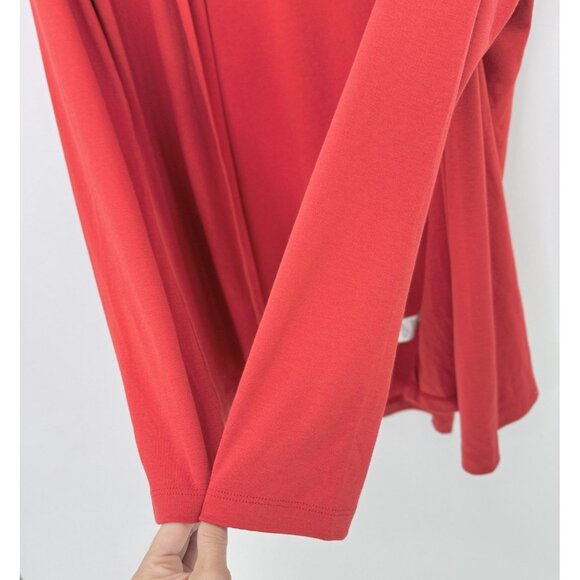 L.L.Bean Bright Red Open Front Pima Cotton Long Sleeve Cardigan Sz M Peru Preppy - Picture 4 of 8